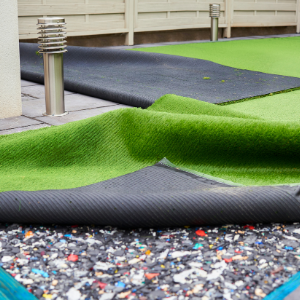 backyard artificial grass installation in Toronto