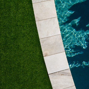 artificial turf around swimming pool