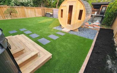 artificial grass installation in backyard in Toronto